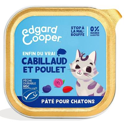 Pâtée pour chaton au  cabillaud et au  poulet EDGARD COOPER 85g (12.82€/KG)